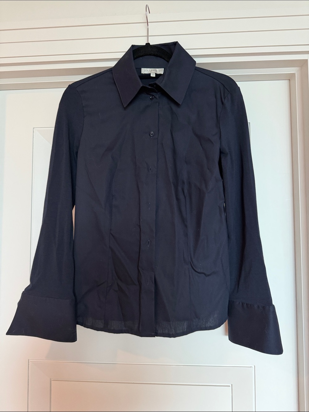 Anatomie Navy Long-Sleeve Button Blouse